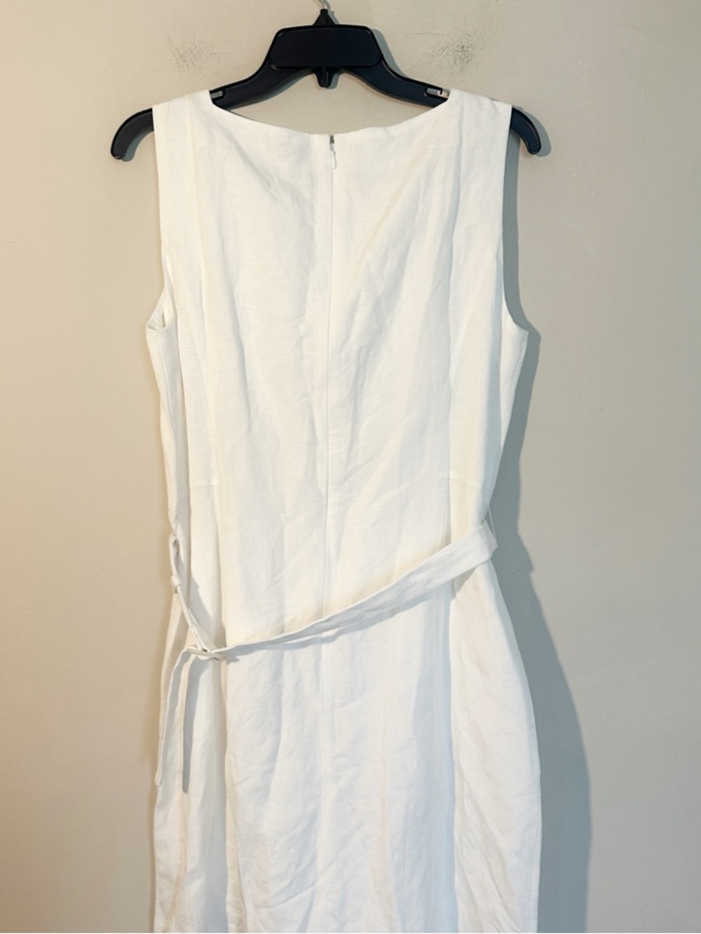 NWT Ann Taylor White Linen Blend Sheath Belt dress women size 10 - Picture 6 of 7